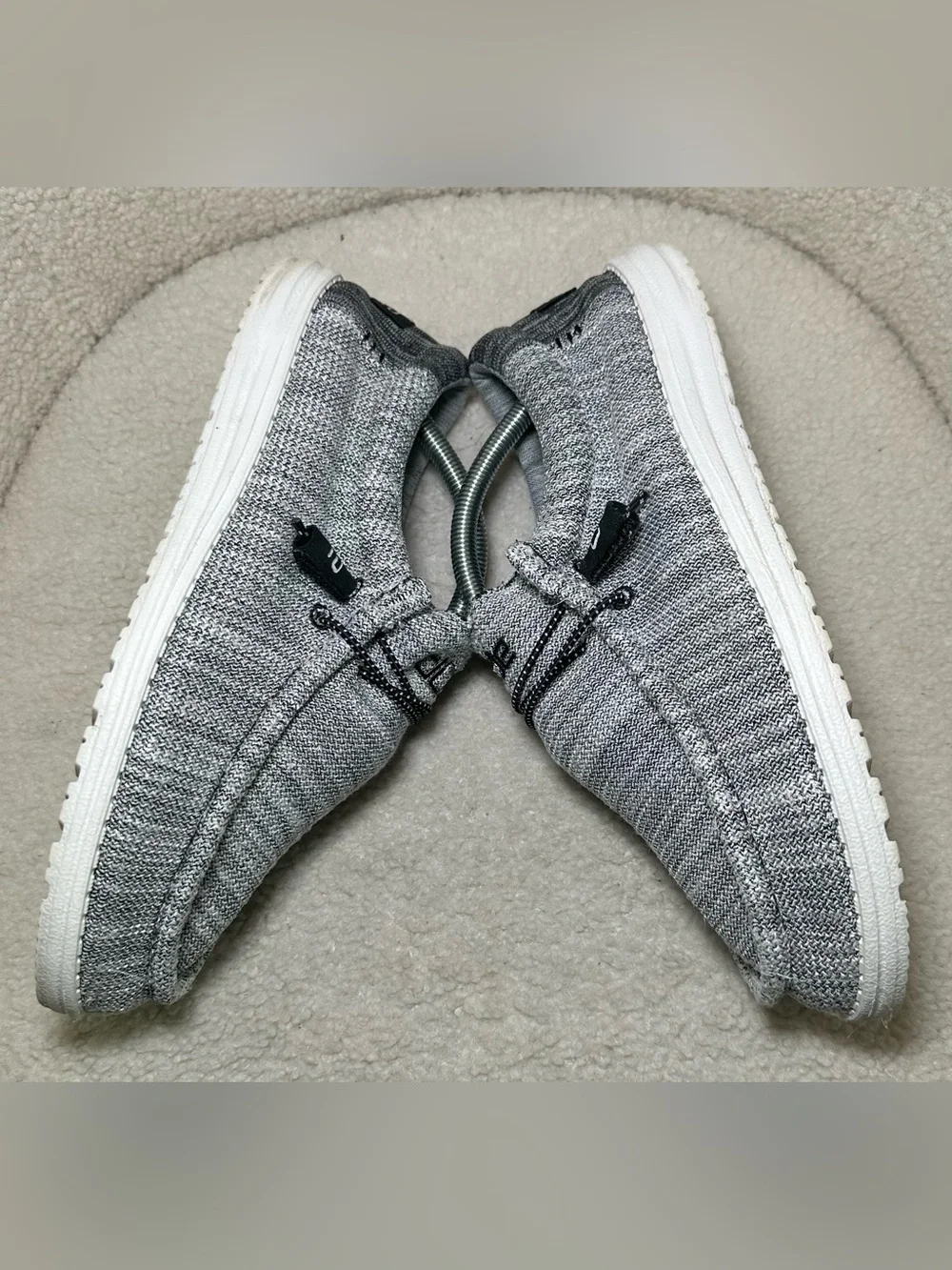 Hey Dude Wally Stretch Yin Yang Loafers Gray Lightweight Casual Slip On Shoes 10